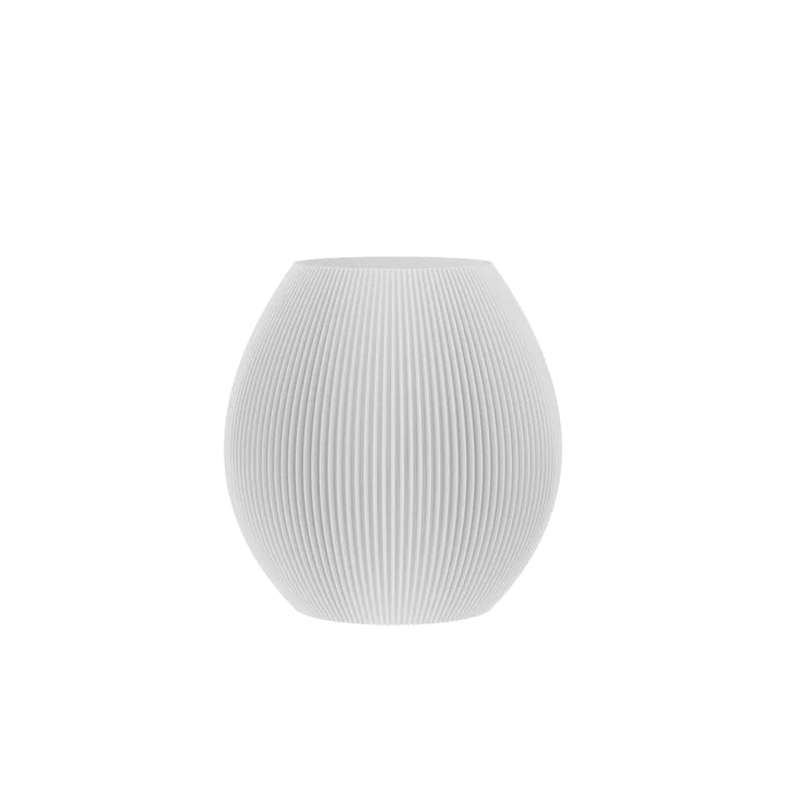 Vase 3D Druck in weiß rund.