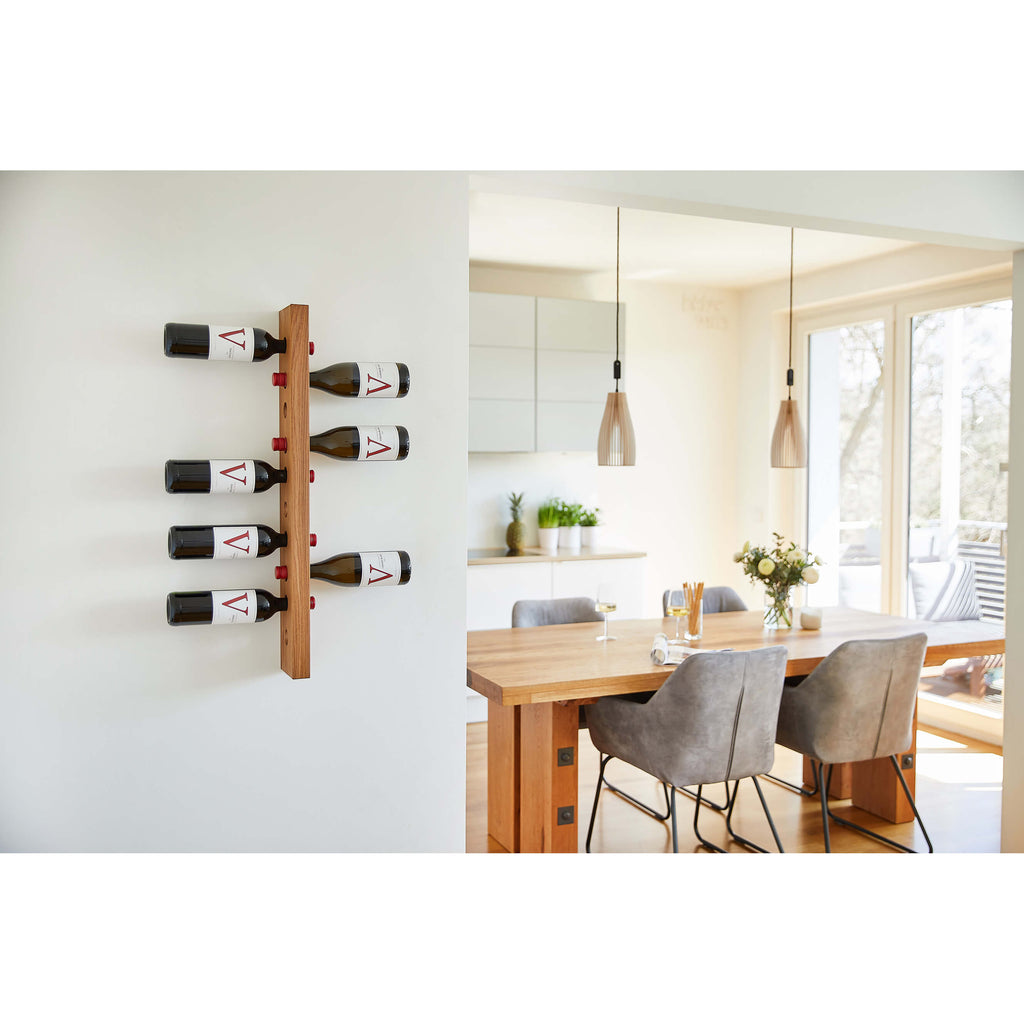 Weinregal Hanglage-Hanglage Mini-Weinregal für 10 Weinflaschen für die Wand aus Holz-Eiche-Bild mit Weinflaschen in Küche und Wohnzimmer