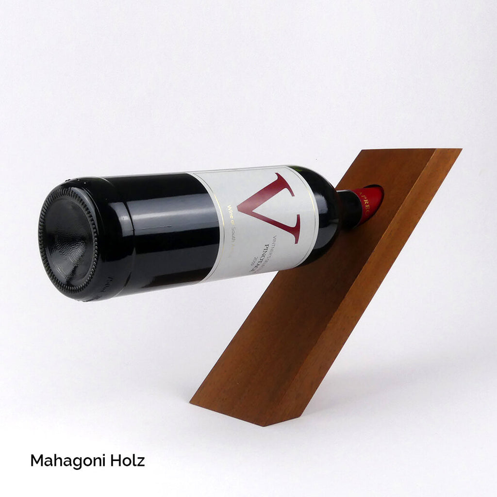 Weinregal Hanglage-Weinhalter für 1 Weinflasche-Schwebende Weinflasche-Holz Mahagoni-weißer Hintergrund
