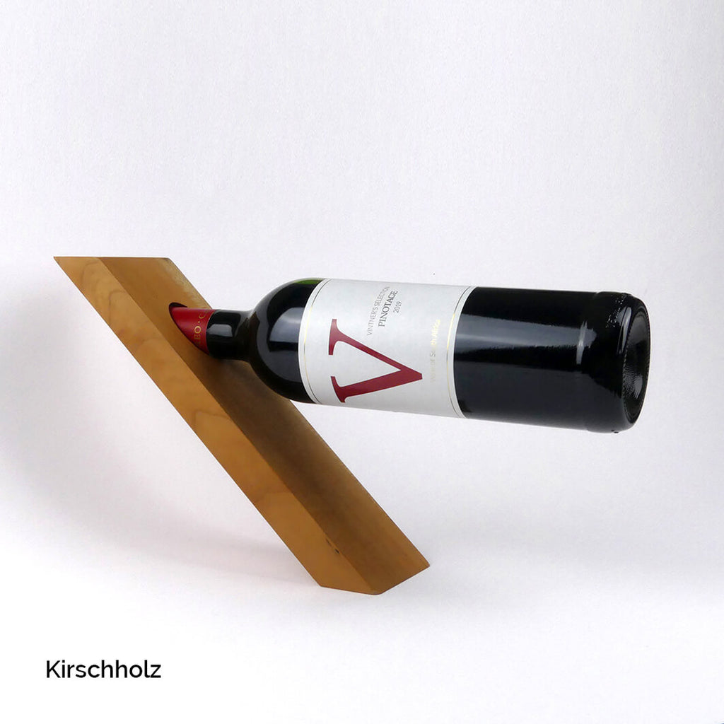 Weinregal Hanglage-Weinhalter für 1 Weinflasche-Schwebende Weinflasche-Holz Kirsche-weißer Hintergrund